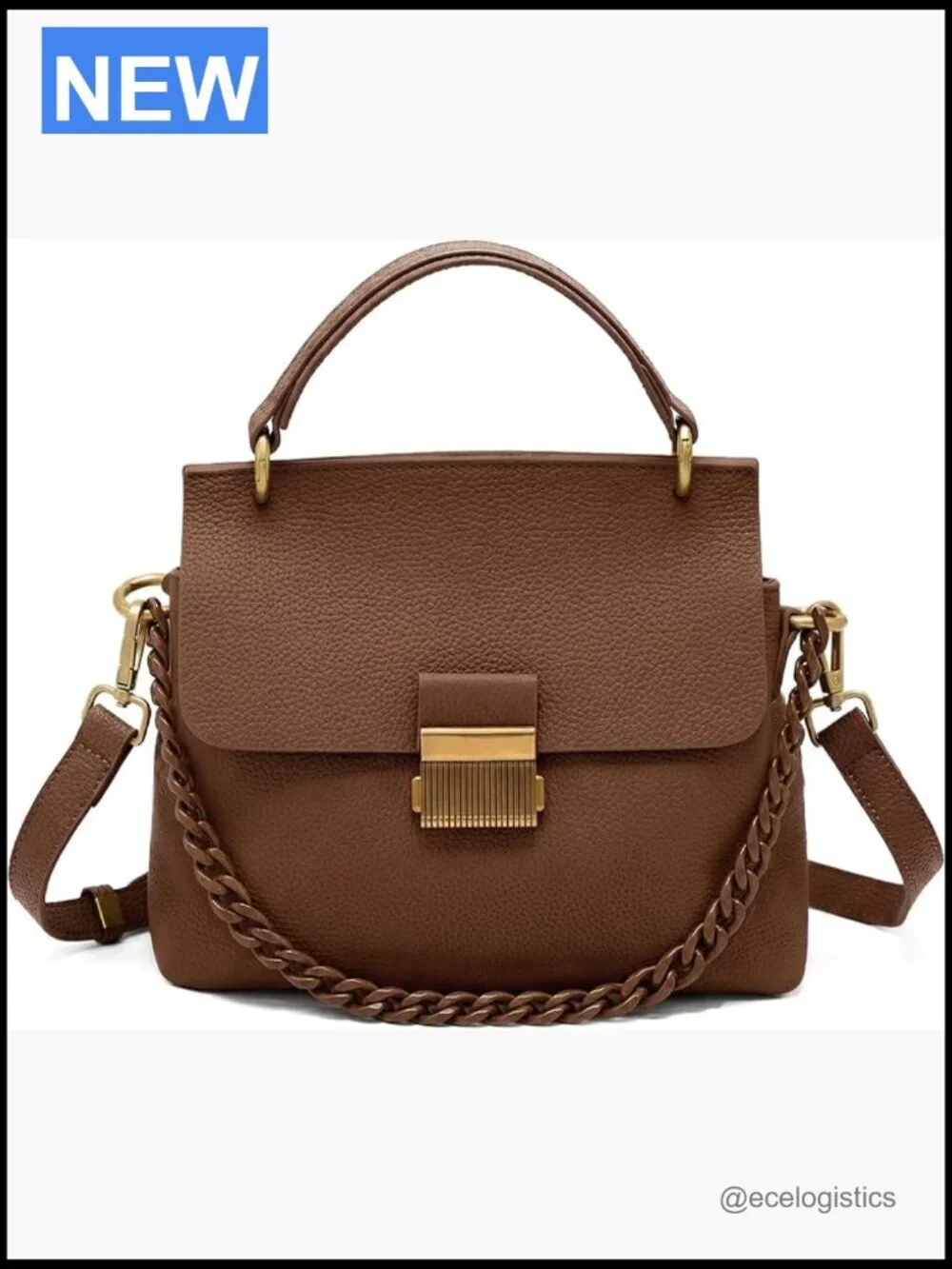 Genuine Leather Top Handle Crossbody Satchel with Shoulder Strap